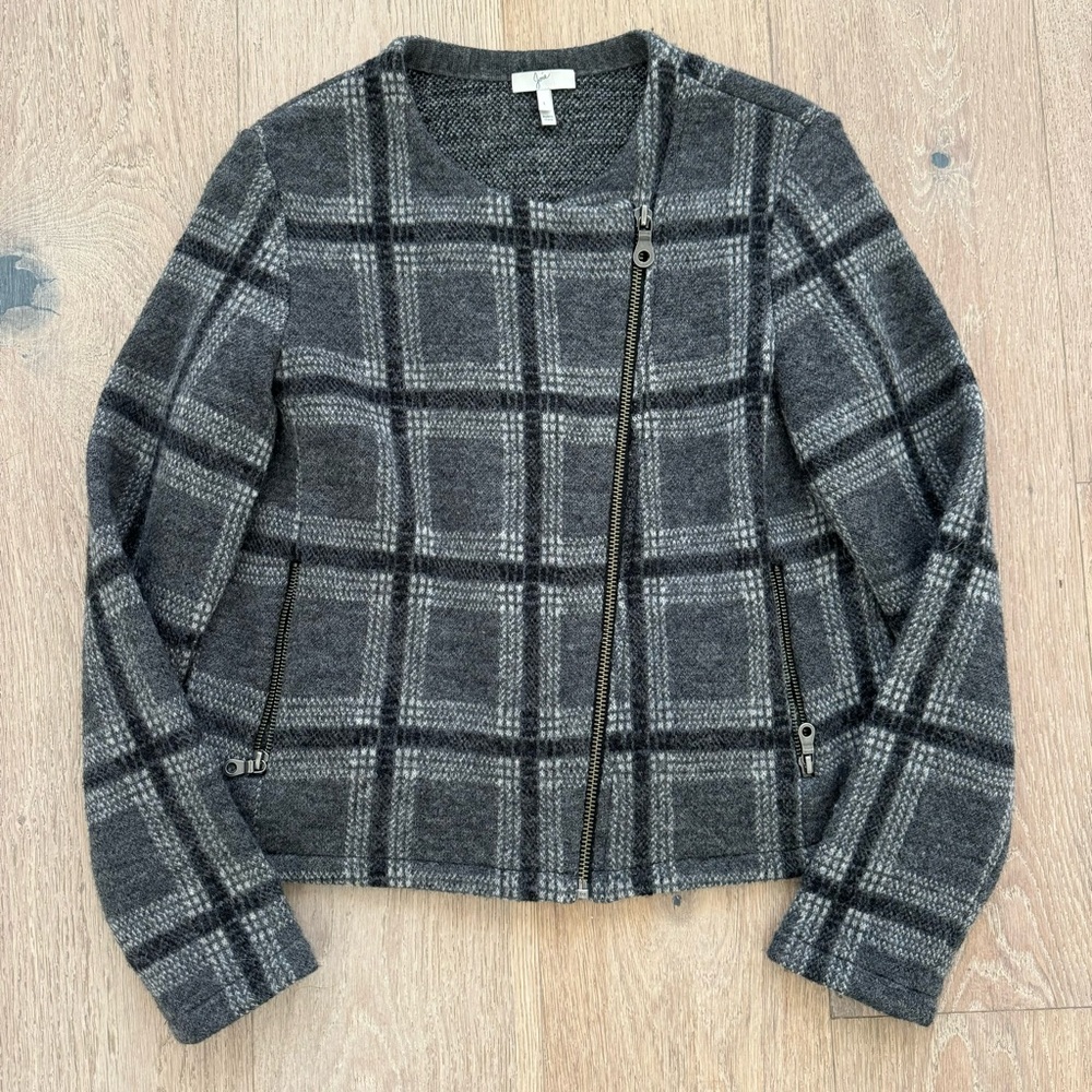 Joie Wool Plaid Jacket Gray Size L
